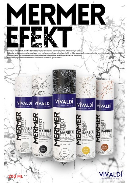 Mermer Efekt Sprey Boya 200ML Beyaz fiyatları