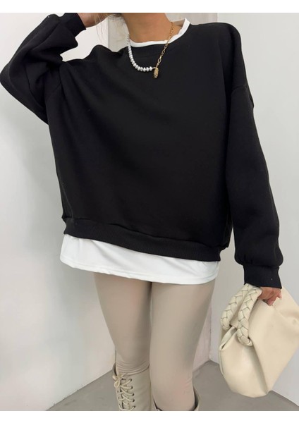 Kadın Etek Ucu ve Yaka Detaylı 3 Iplik Şardonlu Kadın Sweatshirt fiyatları