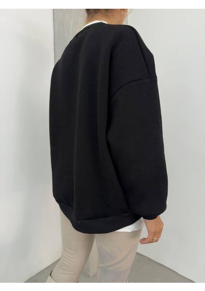 Kadın Etek Ucu ve Yaka Detaylı 3 Iplik Şardonlu Kadın Sweatshirt fırsatları