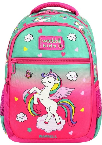 Lisanslı Fuşya Unicorn Desenli Kız Çocuk Ilkokul Sırt Çantası ve Beslenme Çantası
