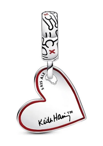 Line Art Heart Keith Harring Charm 925 Ayar Gümüş