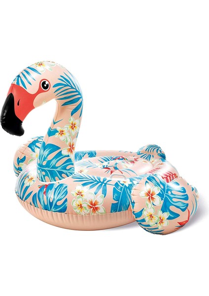 Tropikal Flamingo Binici - Şişme Çiçekli Flamingo Binici - Deniz Çiçekli Flamingo - Havuz Flamingo Binici 142X137X97 Cm.