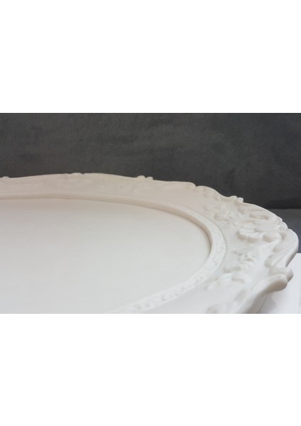 Gül Çiçek Yaprak Dekorlu 40CM Oval Tepsi Silikon Kalıp K-548 fırsatları