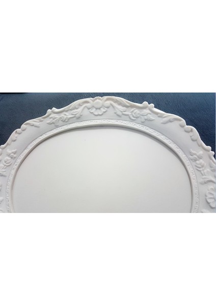 Gül Çiçek Yaprak Dekorlu 40CM Oval Tepsi Silikon Kalıp K-548