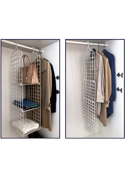 30 x 30 Ghita Beyaz Plastik Raf Organizer Dolap Içi Düzenleyici Beyaz Plastik Gardırop