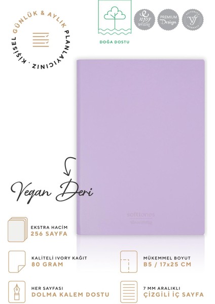 Softtons Esnek Kapak Defter B5 80 Gr. Krem 256 Sayfa Çizgili