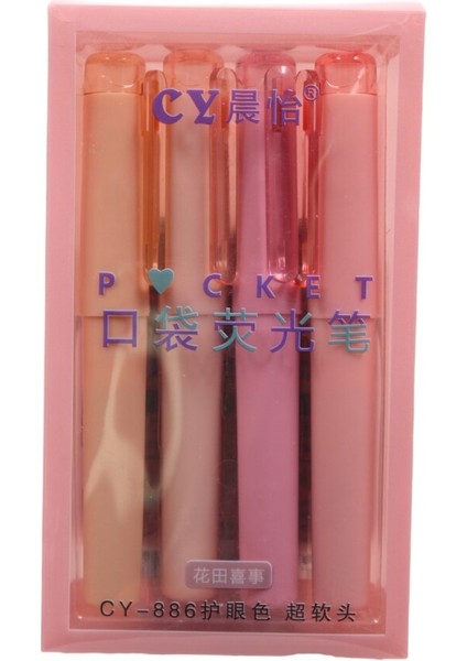 Soft Renk 4lü Fosforlu Kalem CY-886