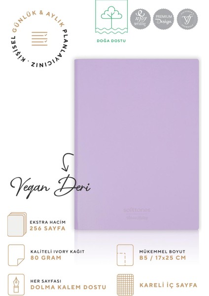 Softtons Esnek Kapak Defter B5 80 Gr. Krem 256 Sayfa Kareli