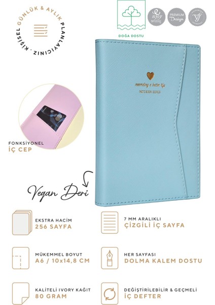 Geçmeli ve Cepli Defter A6 Ivory 80 Gr. 128 Sayfa