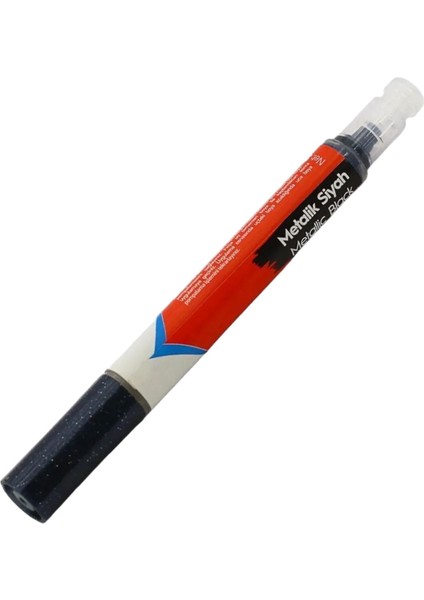Araç Oto Rötuş Kalemi 5 ml Kaporta Tampon Çizik Giderici Fırça Metalik Siyah Renk Boya Kalemi