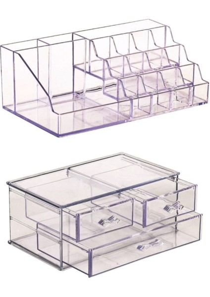 Beyaz 3 Çekmeceli Makyaj Düzenleyici Organizer Set Plastik 3 Makyaj