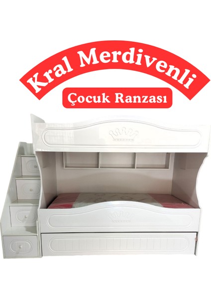 Kral Merdivenli Çocuk Ranzası