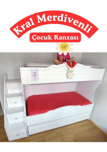 Kral Merdivenli Çocuk Ranzası