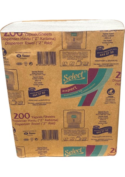 Expert Dispenser Z Katlama Kağıt Havlu 21 cm x 22,5 cm 200 Yaprak 1 Koli 12 Paket