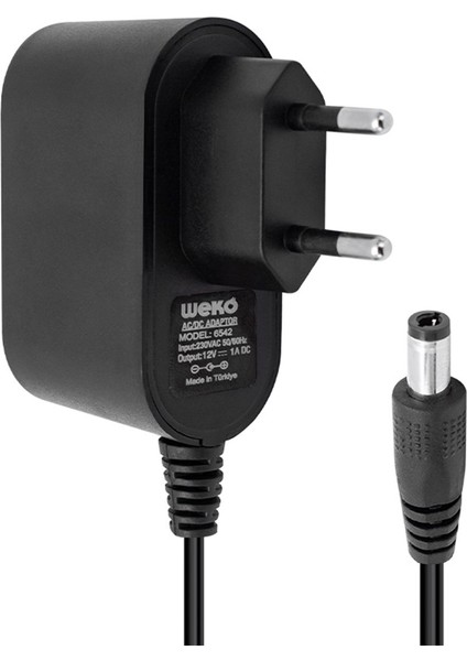 12 VOLT - 1 AMPER 5.5*2.5 UÇLU YERLİ ÜRETİM PLASTİK KASA PRİZ TİPİ ADAPTÖR