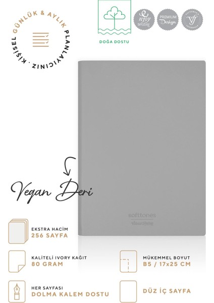 Victoria's Journals Softtons Esnek Kapak Defter B5 80 Gr. Krem 256 Sayfa Çizgisiz