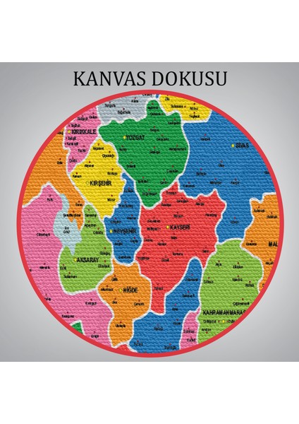 Türkiye Haritası Kanvas Tablo Il ve Ilçeli Ayrıntılı Eğitici Komşulu TABLO-3023