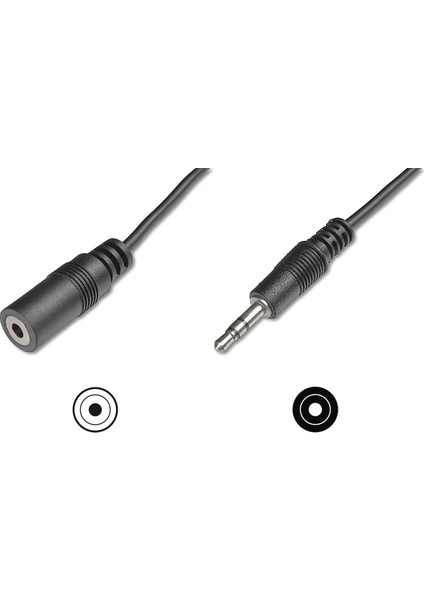 Audio Uzatma Kablosu, stereo 3.5mm Erkek - 3.5mm Dişi, 5 metre, CCS, 2x0.10/10, zırhlı, siyah renk