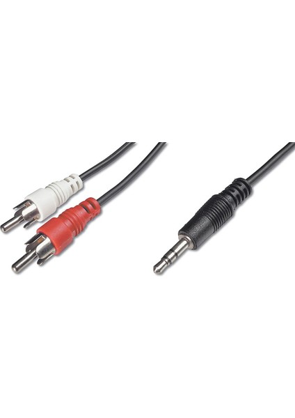 Audio Kablosu, 1 x stereo 3,5 mm erkek  2 x RCA erkek, 2.50 metre, CCS, 2x0.10/10, zırhlı, siyah renk