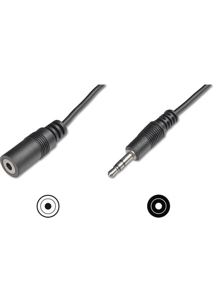 Audio Uzatma Kablosu, stereo 3.5mm Erkek - 3.5mm Dişi, 2.5 metre, CCS, 2x0.10/10, zırhlı, siyah renk