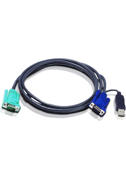 USB KVM (Keyboard/Video Monitor/Mouse) Switch İçin Kablo, 3 metre, 1 x 15 pin SPHD erkek 1 x Monitör 15 pin HDB erkek, 1 x Klavye / Mouse USB A erkek