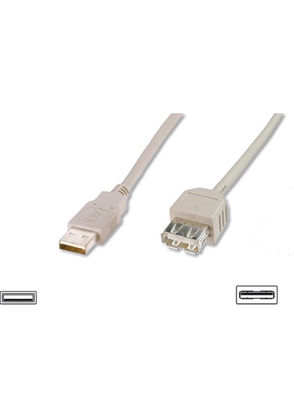 USB 2.0 Uzatma Kablosu, USB A, Erkek - USB A Dişi, AWG 28, 3 metre, USB 2.0 uyumlu, UL, bej renk