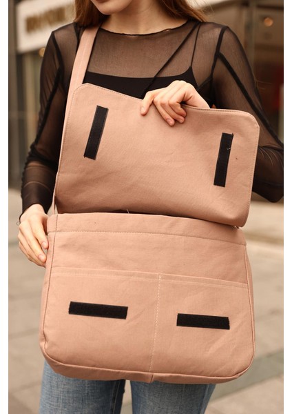 Vizon K8 Düz Postacı Model 3 Bölmeli Askılı Günlük Unisex Kol ve Omuz Çantası U:28 E:35 G:7