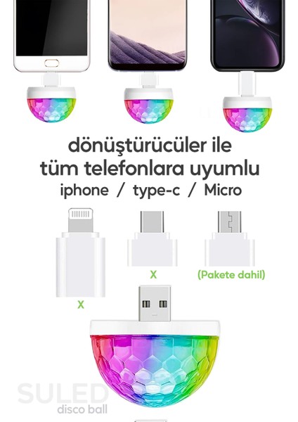 SL-1018 Mini Sihirli Disko Topu Sese Duyarlı 4W USB Işıklı Küre USB Enerjili Telefon ile Çalışır