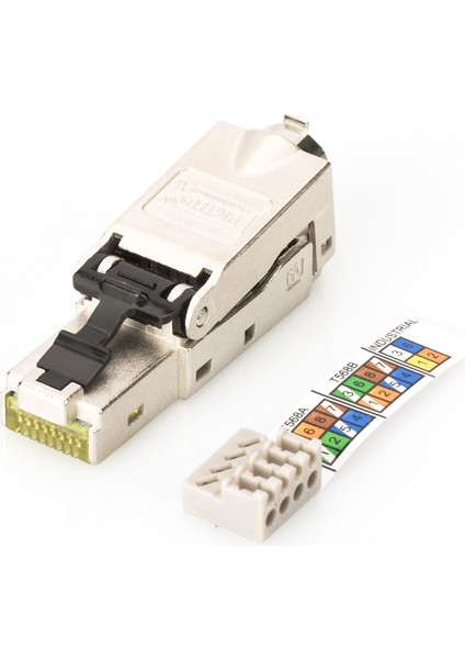 Digitus Zırhlı/Shielded Saha Tipi RJ45 Konnektör, AWG 22-27, 10 GBit ethernet, PoE+, toz koruma kapaklı, kıvrım koruyucusu