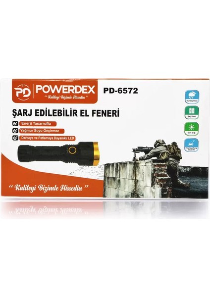 PD-6572 Su Geçirmez Şarjlı Profesyonel El Feneri modelleri