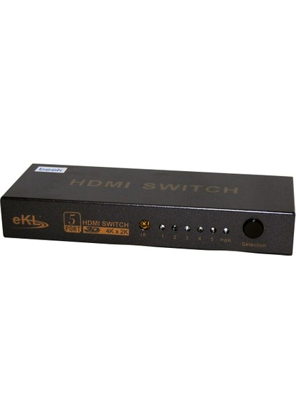 Beek 5 Port Ultra Hd 4K HDMI Switch, 5 Giriş - 1 Çıkış, Beek 5 Port Ultra Hd 4K HDMI Switch, 5 Giriş - 1 Çıkış, Uzaktan Kumandalı, 4K2K,HDMI 2.0
