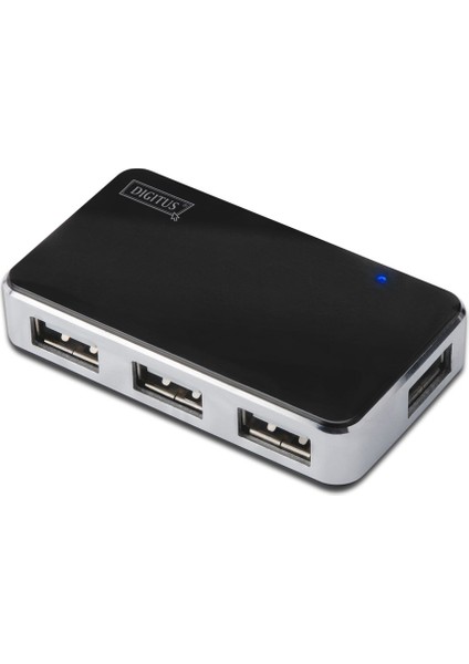 Digitus USB 2.0 4 Port Hub, 4 x USB A Dişi, 1 x USB B Mini Dişi, güç adaptörlü, plastik