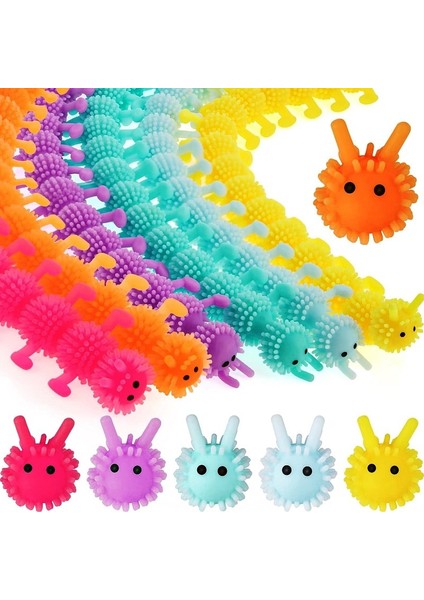 4 Adet Duyusal Tırtıl Stres Oyuncağı Uzayan Bileklik Caterpıllar Sensory Fidget Toy Anti Stress Toys