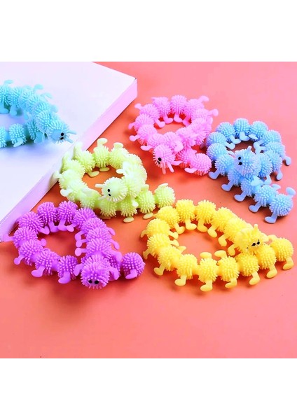 4 Adet Duyusal Tırtıl Stres Oyuncağı Uzayan Bileklik Caterpıllar Sensory Fidget Toy Anti Stress Toys