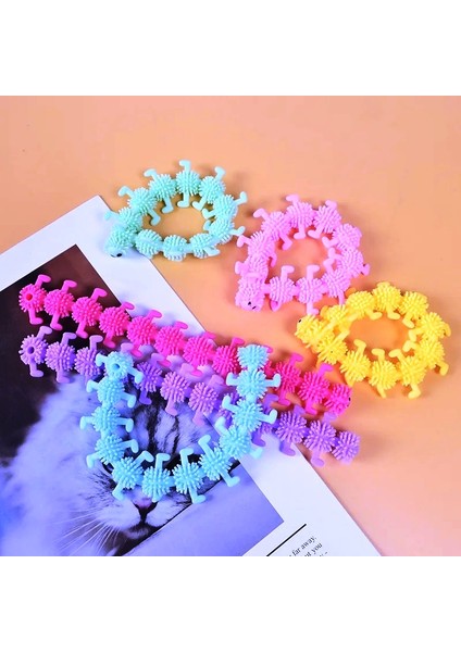 4 Adet Duyusal Tırtıl Stres Oyuncağı Uzayan Bileklik Caterpıllar Sensory Fidget Toy Anti Stress Toys