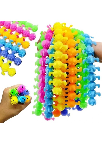 4 Adet Duyusal Tırtıl Stres Oyuncağı Uzayan Bileklik Caterpıllar Sensory Fidget Toy Anti Stress Toys