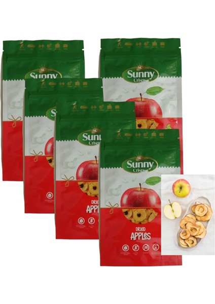 SC Sunny Crisps Kurutulmuş Elma Dilimleri  Atıştırmalık Şekersiz Katkısız 100gr - 5'li Paket