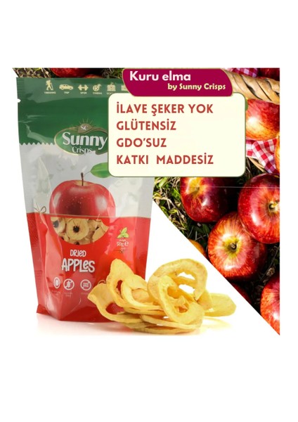 SC Sunny Crisps Kurutulmuş Elma Dilimleri  Atıştırmalık Şekersiz Katkısız 100gr - 5'li Paket