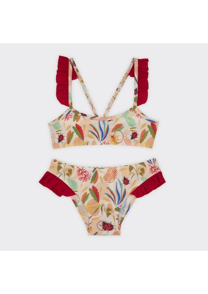 Kız Çocuk Çiçek Desenli Bikini