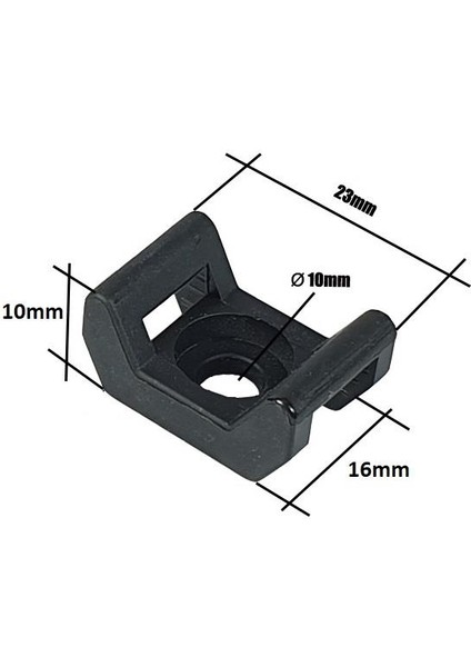 Vidalı Kroşe - 23 x 16 x Ø10MM - Siyah - 50 Adet