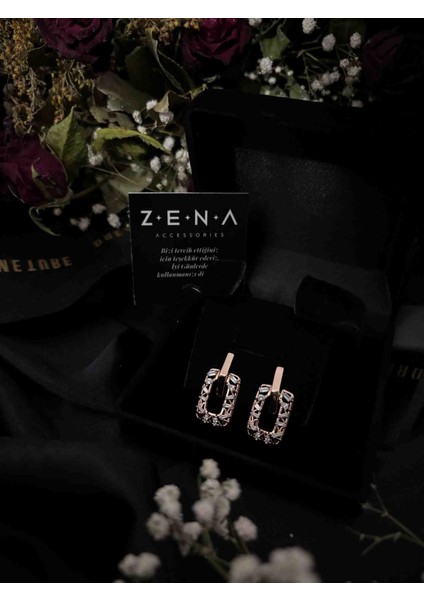 by zena aksesuar Zena Accessories Zirkon Geçmeli Küpe