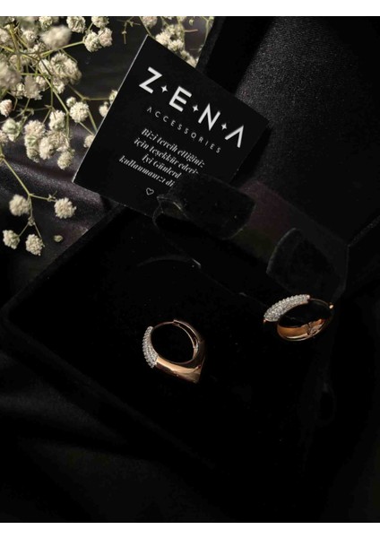 by zena aksesuar Zena Accessories Zirkon Taş Detaylı Akıntı Model Halka Küpe