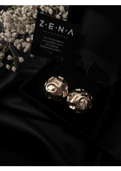 Zena Accessories Audra Model Altın Paslanmaz Çelik Küpe