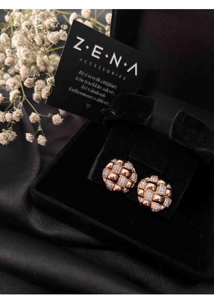 Zena Accessories Baget Rose Çelik Küpe