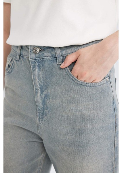 90's Wide Leg Yüksek Bel Uzun Jean Yıkamalı Pantolon D6835AX24AU