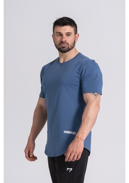 Erkek Spor T-Shirt | T-Shirt | Workout Tanktop | Indigo | Never Give Up |