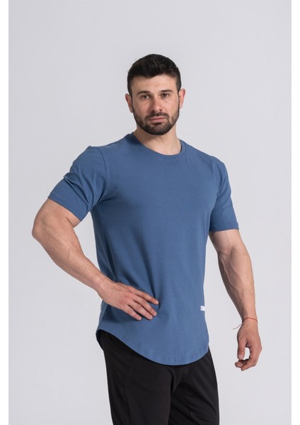 Erkek Spor T-Shirt | T-Shirt | Workout Tanktop | Indigo | Never Give Up |