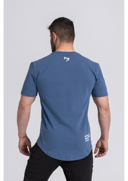 Erkek Spor T-Shirt | T-Shirt | Workout Tanktop | Indigo | Never Give Up |