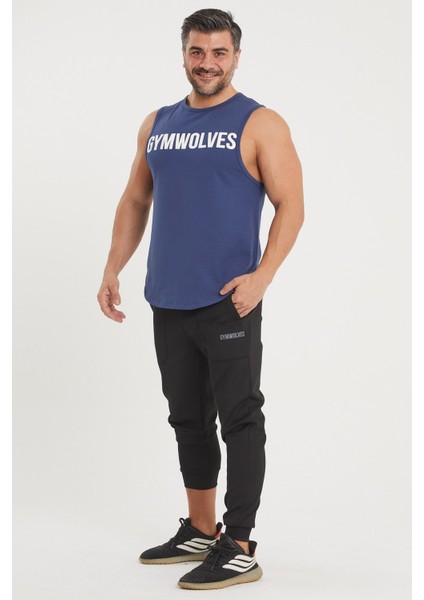 Erkek Kolsuz T-Shirt | Erkek Spor T-Shirt | Indigo | Workout Tanktop |