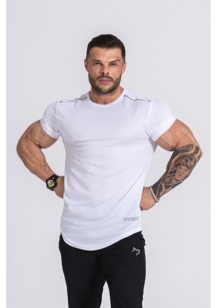Pro Air Erkek Spor T-Shirt | Workout Tanktop | Never Give Up | Beyaz | Pro Serisi |